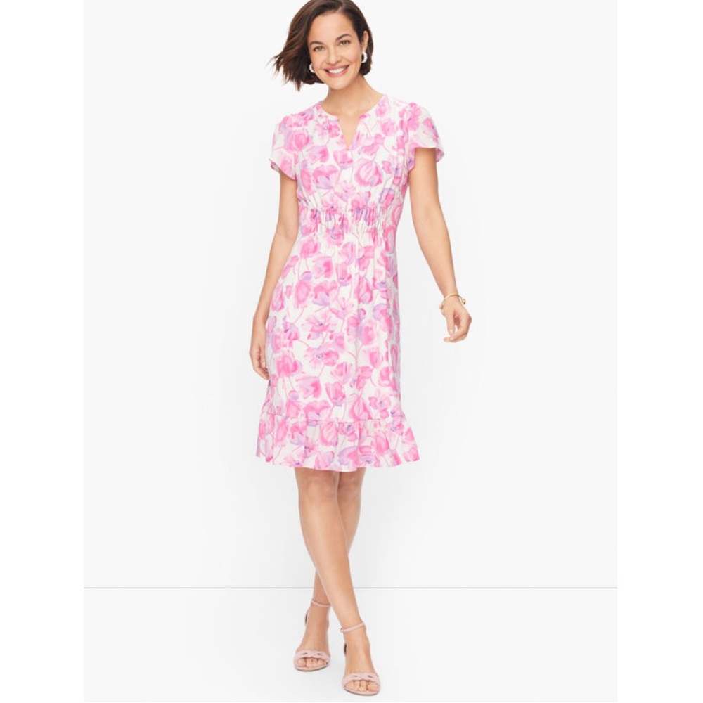Talbots Pink Floral Midi Dress